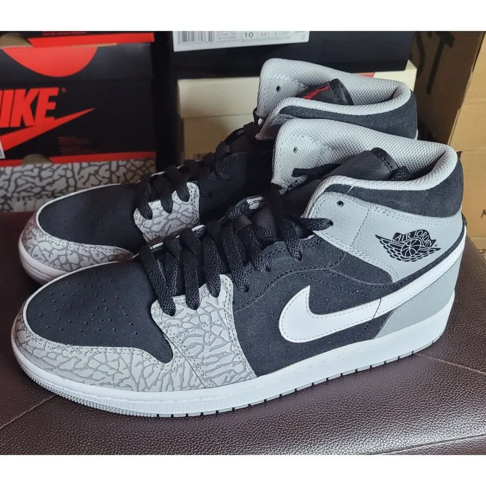 Nike Air Jordan 1 Mid SE Elephant Toe DM1200-016 Men’s 10 Black Grey